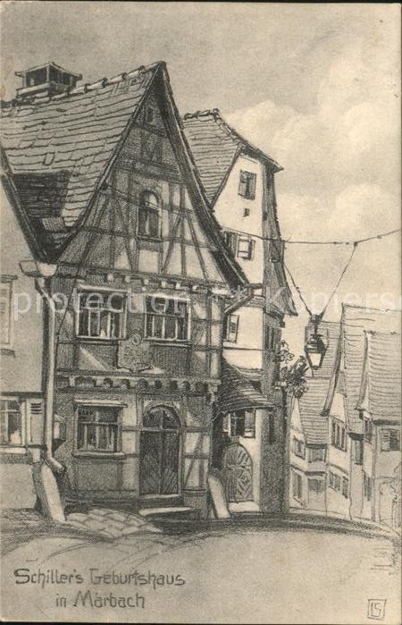 Marbach Neckar Schillers Geburtshaus Friedrich Schiller Dichter Kuenstlerkarte
