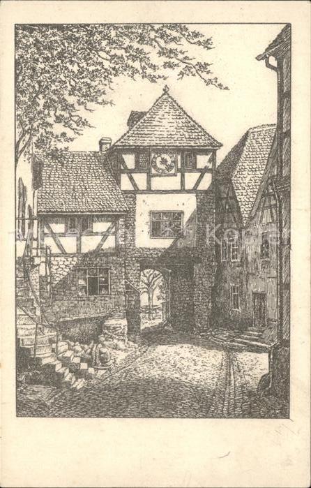 Dilsberg Jugendherberge Kuenstlerkarte Zeichnung E. Ebner