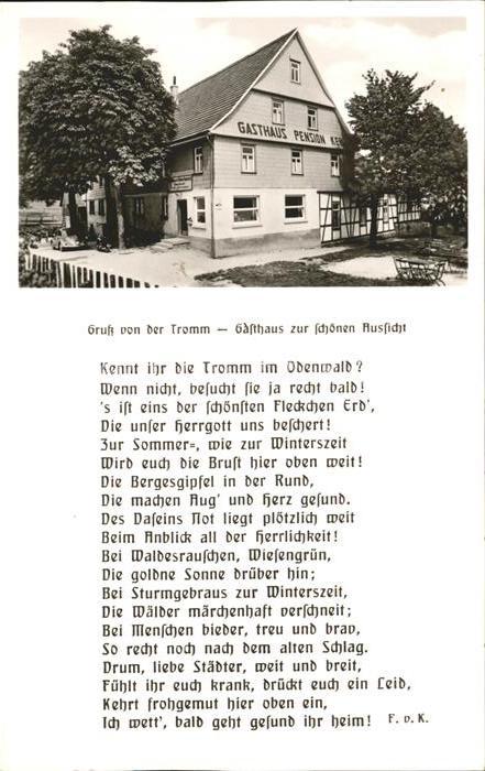 Waldmichelbach Gasthaus Pension Zur schoenen Aussicht Tromm Gedicht