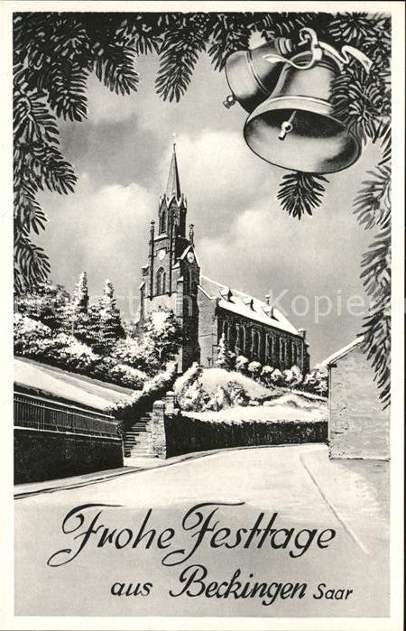 Beckingen Kirche Glocke Weihnachtskarte