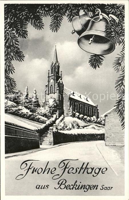 Beckingen Kirche Glocke Weihnachtskarte