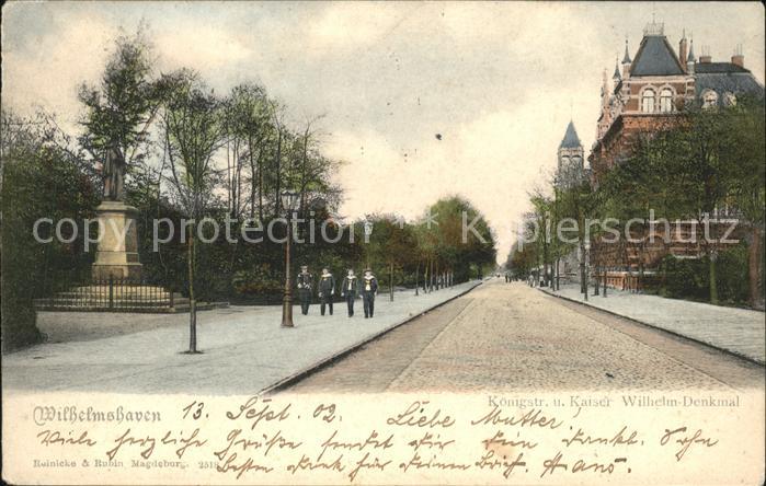 Wilhelmshaven Königstrasse und Kaiser Wilhelm Denkmal