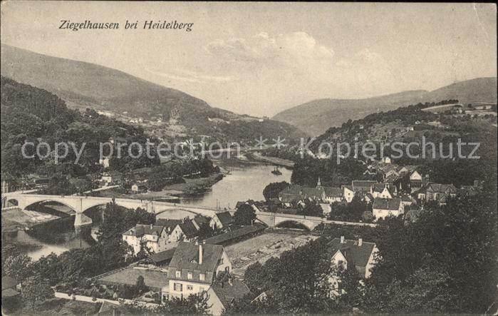 Ziegelhausen Panorama Blick ueber den Neckar Bruecke Hotel Zum schwarzen Adler