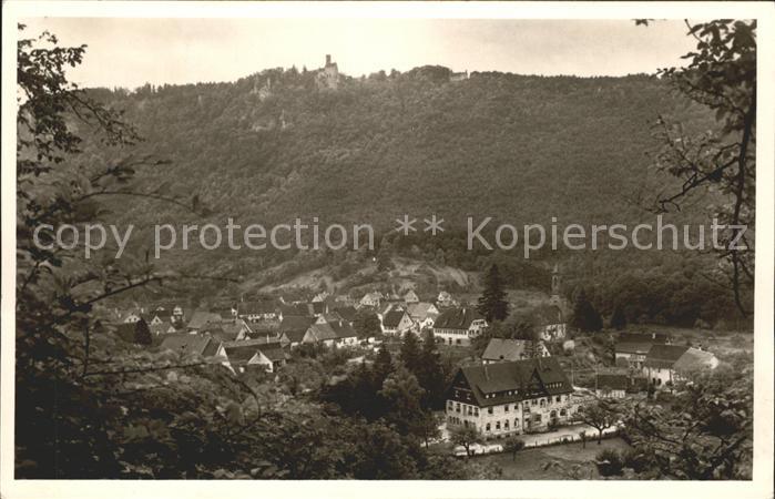 Honau Lichtenstein Gesamtansicht mit Schloss Lichtenstein Hotel Olgahoehle