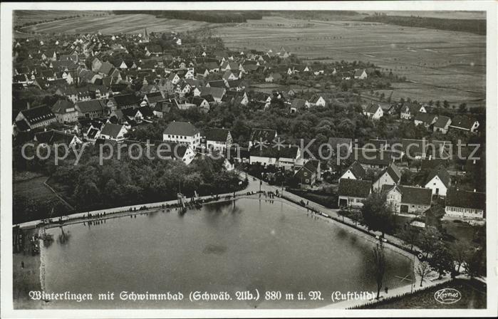 Winterlingen mit Schwimmbad Fliegeraufnahme