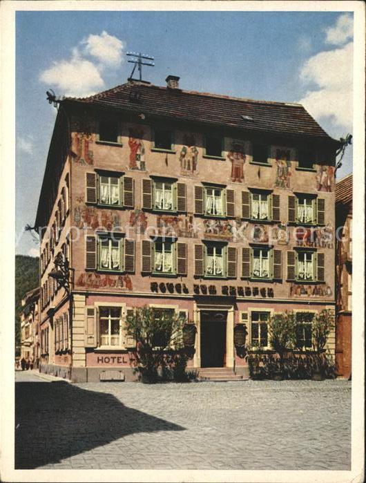 Eberbach Baden Hotel Restaurant Karpfen Fassadenmalerei