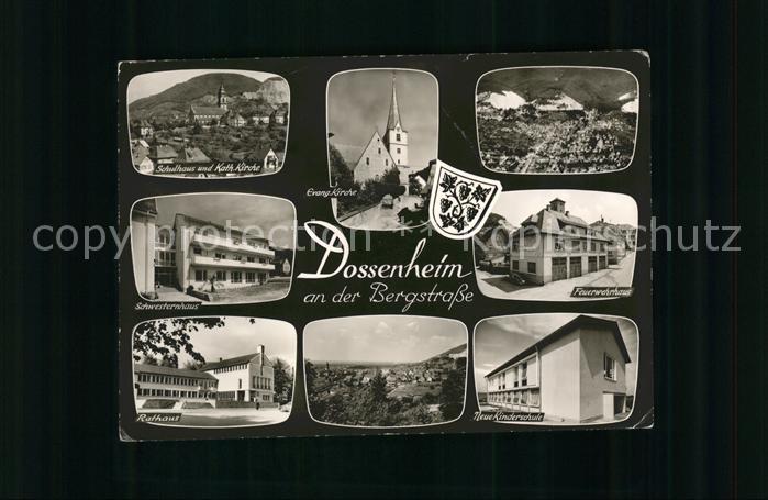 Dossenheim Schulhaus Kirche Schwesternhaus Rathaus Feuerwehrhaus Wappen Fliegera