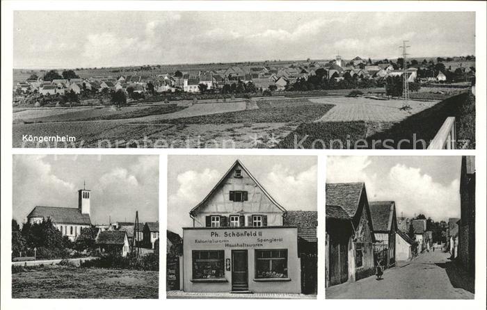 Koengernheim Gesamtansicht Kirche Kolonialwarenhandl