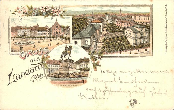 Landau Pfalz Max Joseph Platz mit Prinzregenten Denkmal Reiterstandbild Luitpold