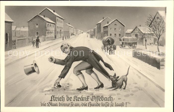 Offenbach Main Kuenstlerkarte Komik Hund beisst ind den Frack eines Mannes Schne