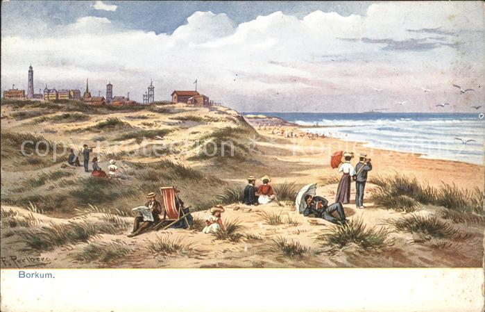 BORKUM Nordseebad Niedersachsen Strand Duenen Kuenstlerkarte
