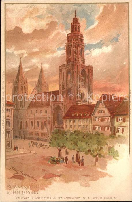 Heilbronn Neckar Kirche Kuenstlerkarte