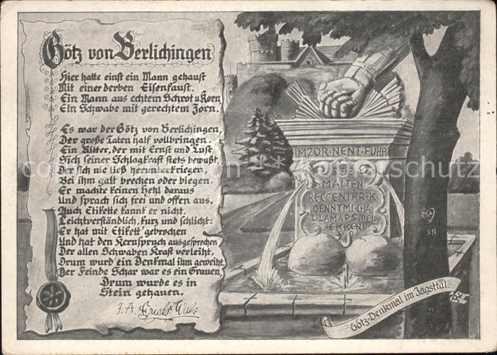 Berlichingen Götz-Denkmal im Jagsttal