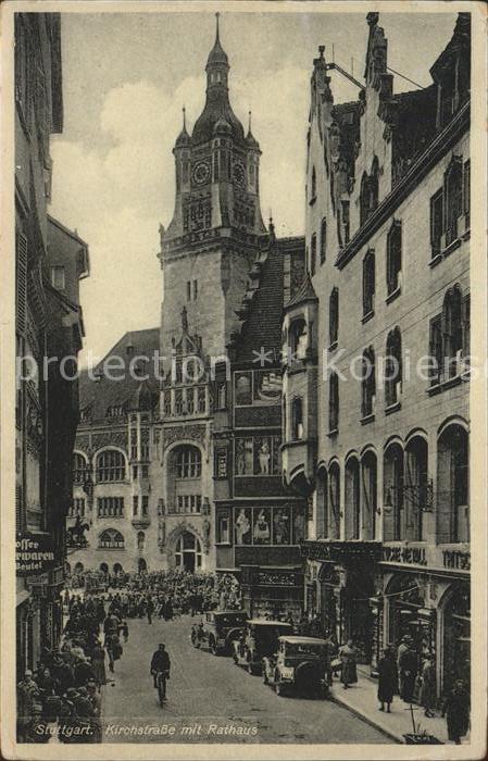 STUTTGART  CITY Kirchstrasse mit Rathaus Autos