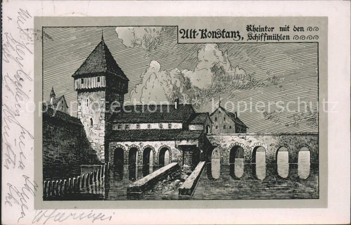 Konstanz Rheintor mit Schiffsmühlen Brücke