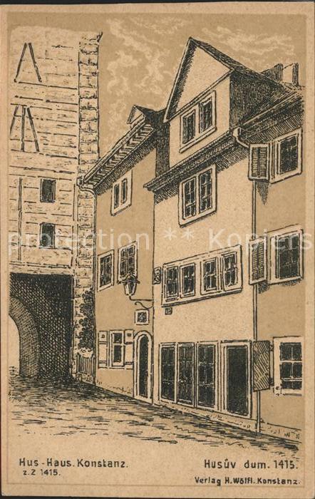Konstanz Hus-Haus um 1415 Kuenstlerkarte