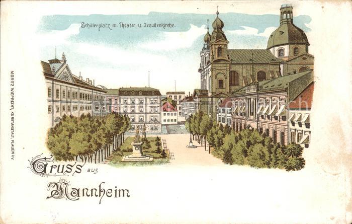 Mannheim Schillerplatz Theater und Jesuitenkirch