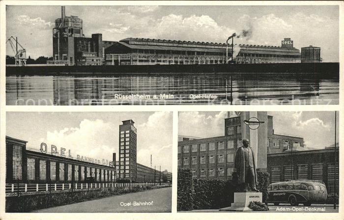 Ruesselsheim Main Opel-Hafen Adam Opel-Denkmal Opel-Bahnh