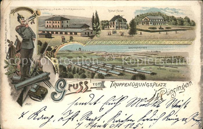 Muensingen Truppenuebungsplatz Soldat mit Trompete Barackenlager Hotel Fezer