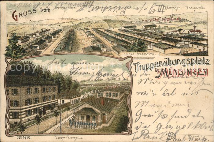 Muensingen Truppenübungsplatz Eingang und Baracken