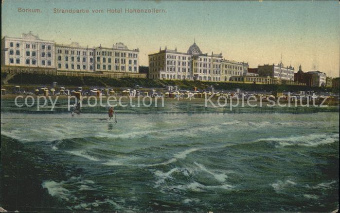 BORKUM Nordseebad Niedersachsen Strandpartie vor dem Hotel Hohenzollern