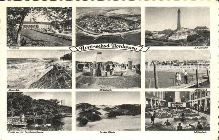 Norderney Nordseebad Fliegeraufnahme Leuchtturm Wellenbad