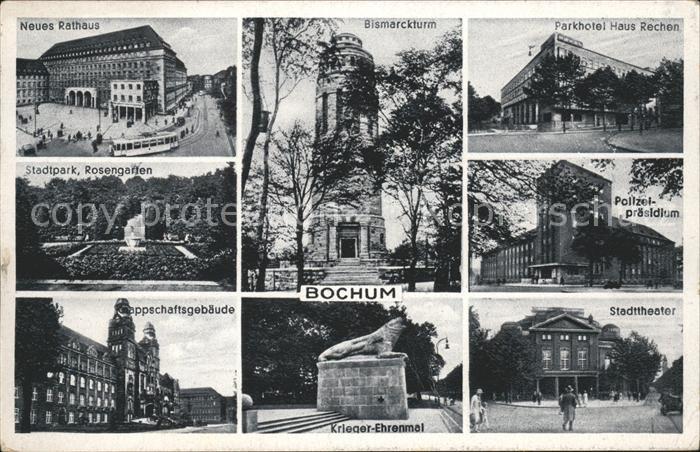 BOCHUM  CITY Stadttheater Parkhotel Haus Rechen Bismarckturm Neues Rathaus