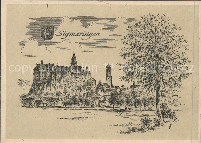 Sigmaringen Wappen Künstlerkarte Ludwig Schäfer-Gro