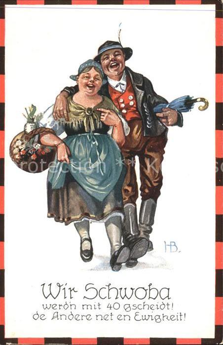 Verlag HB Nr. 246 Schwaben Paar Spruch Humor