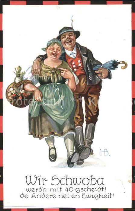 Verlag HB Nr. 246 Schwaben Paar Spruch Humor