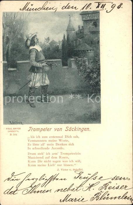 Trompeter Scheffel Säckingen Gedicht Künstlerkarte