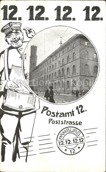 Datumskarte 12.12.12 Postamt 12. Poststrasse Hamburg Postbote Gedicht