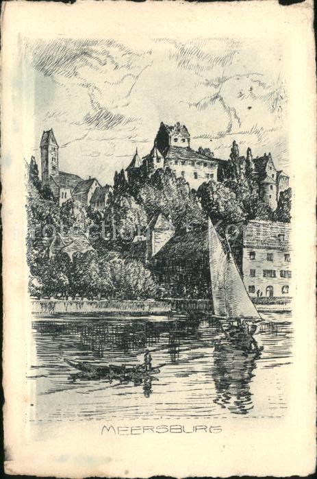 Meersburg Bodensee Ansicht vom See aus Schloss Kirche Küns