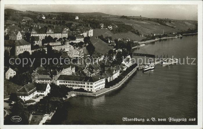 Meersburg Bodensee Fliegeraufnahme Schloss Hafen Schiff