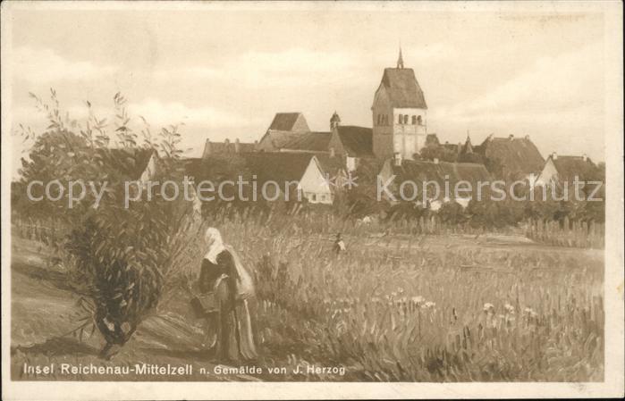 Mittelzell Künstlerkarte nach Gemälde von J. Herzo