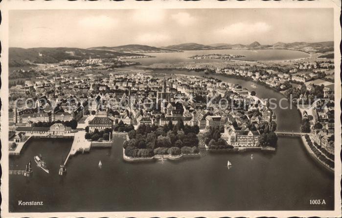 Konstanz Bodensee Fliegeraufnahme Hafen Münster Rheinausf