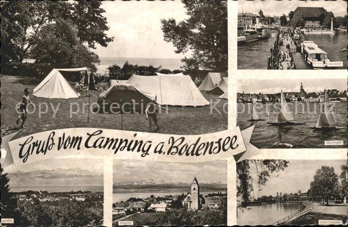 Konstanz Bodensee Camping am See Dampfer Segelboot Überli