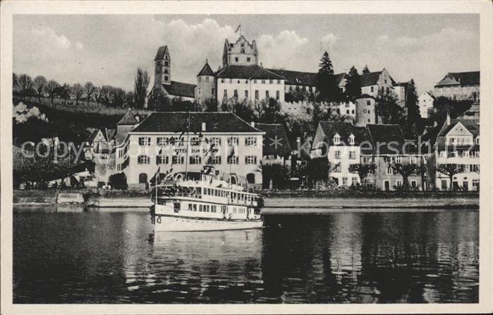 Meersburg Bodensee Ansicht vom See aus Dampfer Hotel zum S
