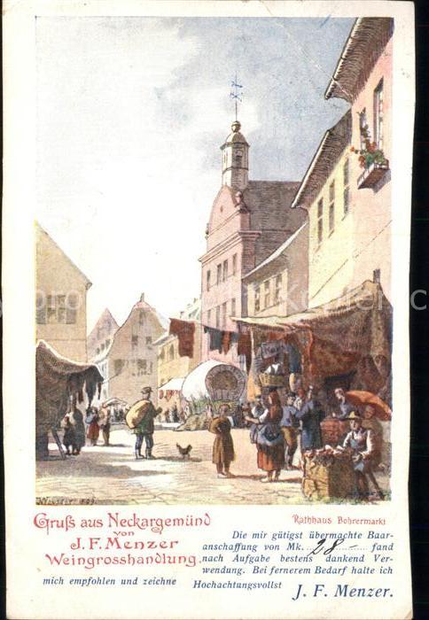 Neckargemuend Rathaus Bohrermarkt Künstlerkarte Weiss