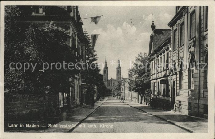 Lahr Schwarzwald Schillerstr mit kath Kirche