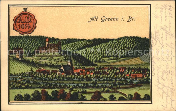 Greene Kreiensen Panorama Kuenstlerkarte AD 1654