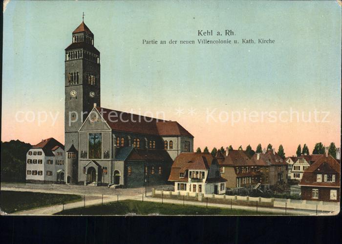 Kehl Rhein Villencolonie und Kath Kirche