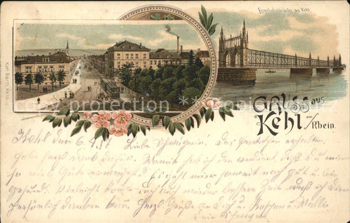 Kehl Rhein Teilansicht Eisenbahnbrücke