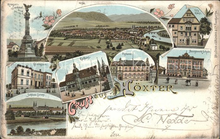 Hoexter Weser Panorama Kriegerdenkmal Tillyhaus Gymna