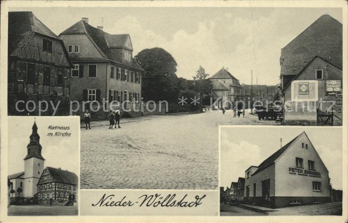 Woellstadt Dorfpartie Rathaus mit Kirche Haus Erha