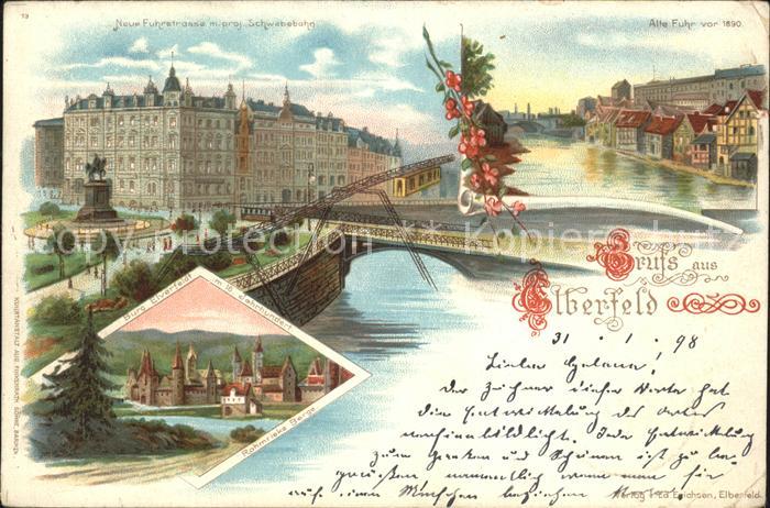 Elberfeld Wuppertal Neue Fuhrstrasse mit Schwebebahn Alte Fuhr Burg Elverfeldt