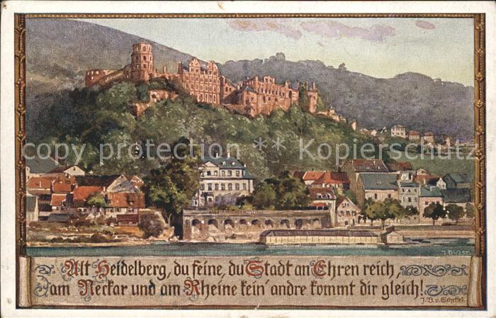 Heidelberg Neckar Schloss Alt Heidelberg Künstlerkarte