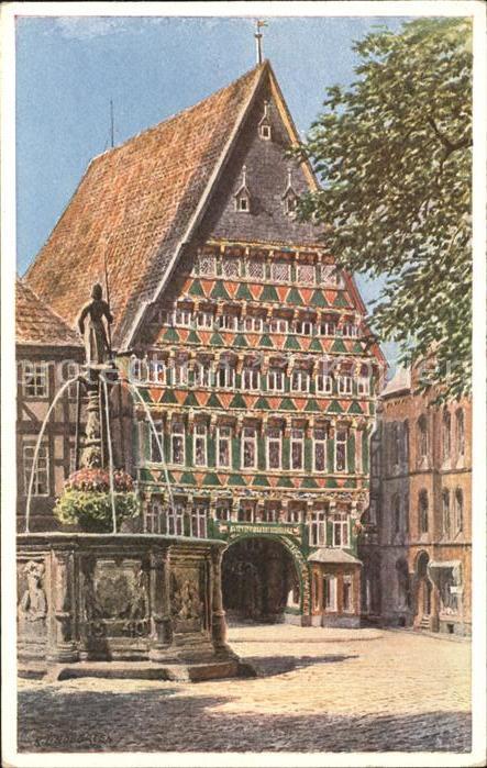 HILDESHEIM  CITY Knochenhauer Amtshaus Brunnen Kuenstlerkarte