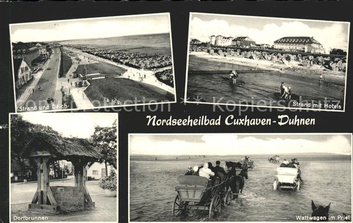 Duhnen Nordsee Dorfbrunnen u.Strand mit Hotels