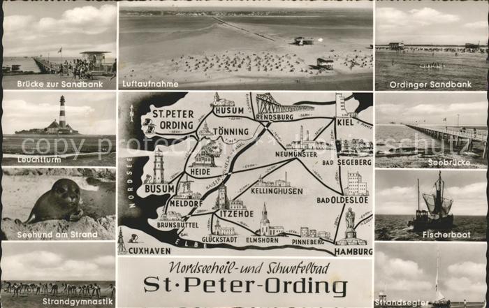 St Peter-Ording Fliegeraufnahme Brücke zur Sandbank See